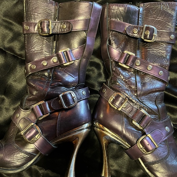 New Rock vintage Malitia size 37 in purple & silver. Leather, zipper inside. - Picture 4 of 8